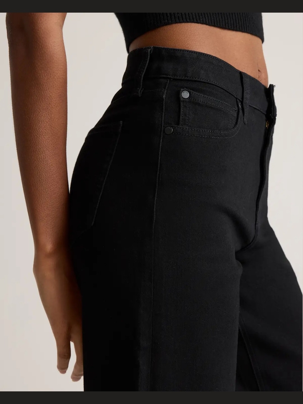 Quince Bella Stretch Wide Leg Jeans- 30" Inseam - Black - Picture 6 of 9